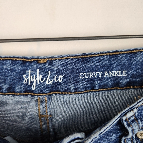 Style & Co. Women's Size 10 Curvy Fit Ankle Embroidered Retro Raw Hem Jeans - Picture 4 of 11